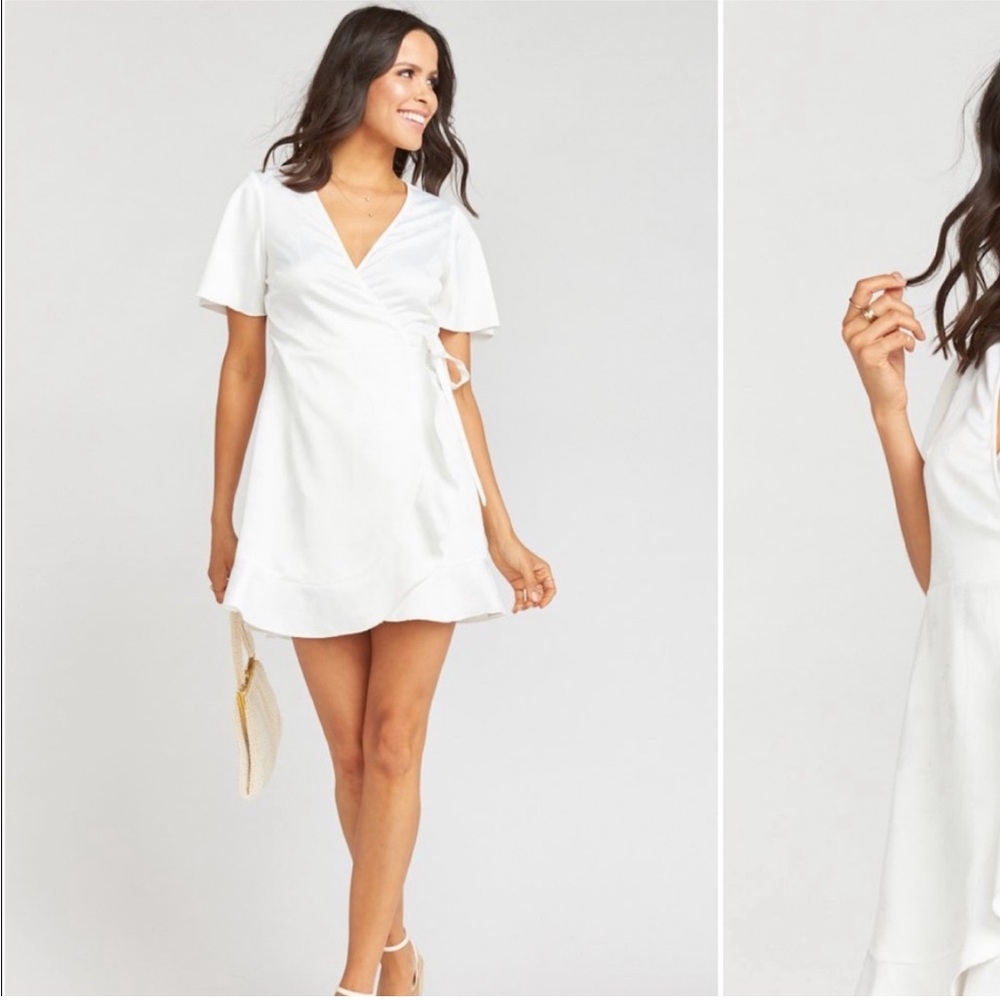Show Me Your MuMu Barton Mini Wrap Dress ~ White Rose Jacquard
